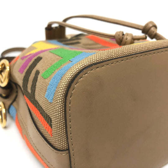 FENDI Shoulder Bag 8BS010 Canvas / leather multicolor Zucca Bucket bag Women Used Authentic