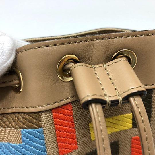 FENDI Shoulder Bag 8BS010 Canvas / leather multicolor Zucca Bucket bag Women Used Authentic