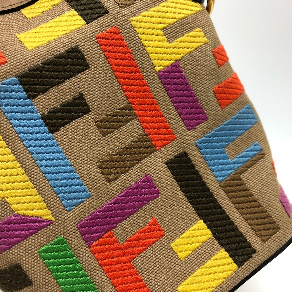 FENDI Shoulder Bag 8BS010 Canvas / leather multicolor Zucca Bucket bag Women Used Authentic