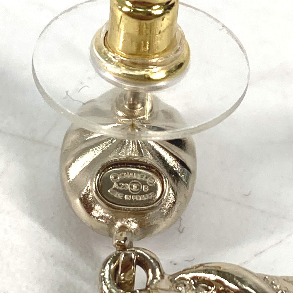 CHANEL Pierce ABB511 metal gold 23B CC COCO Mark Rhinestone Faux Pearl Women Used Authentic