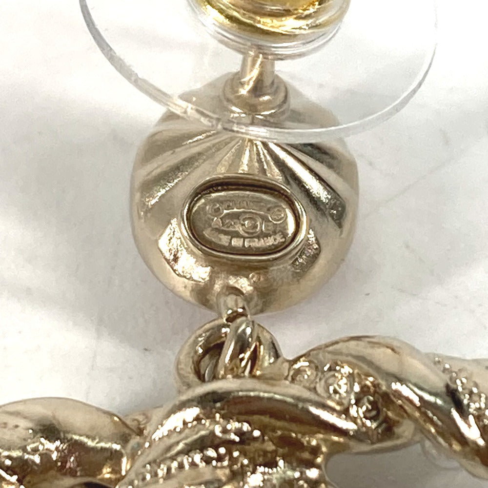 CHANEL Pierce ABB511 metal gold 23B CC COCO Mark Rhinestone Faux Pearl Women Used Authentic