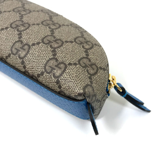 GUCCI pencil case 662129 GG canvas / leather Beige x blue Disney collaboration Donald duck Women Used Authentic