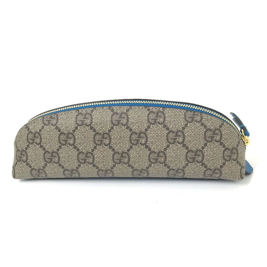 GUCCI pencil case 662129 GG canvas / leather Beige x blue Disney collaboration Donald duck Women Used Authentic