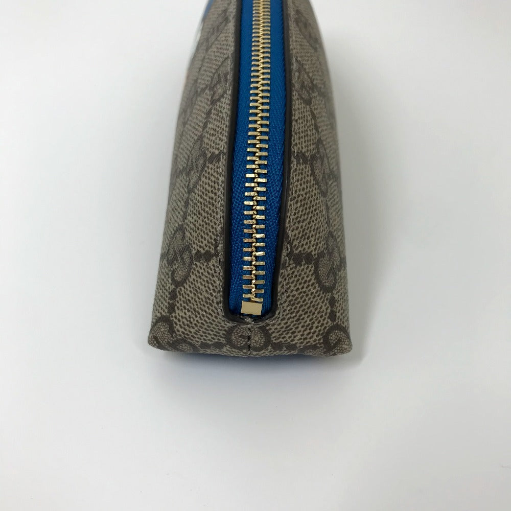 GUCCI pencil case 662129 GG canvas / leather Beige x blue Disney collaboration Donald duck Women Used Authentic