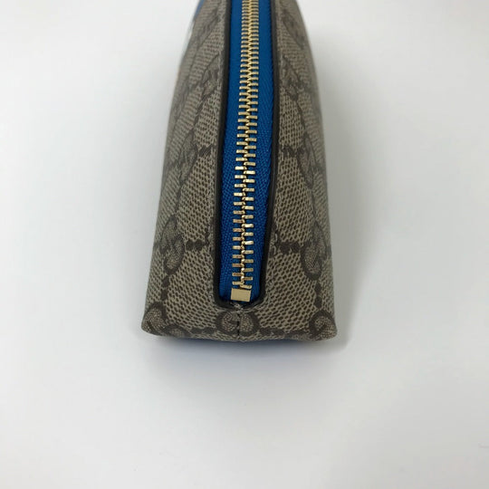 GUCCI pencil case 662129 GG canvas / leather Beige x blue Disney collaboration Donald duck Women Used Authentic