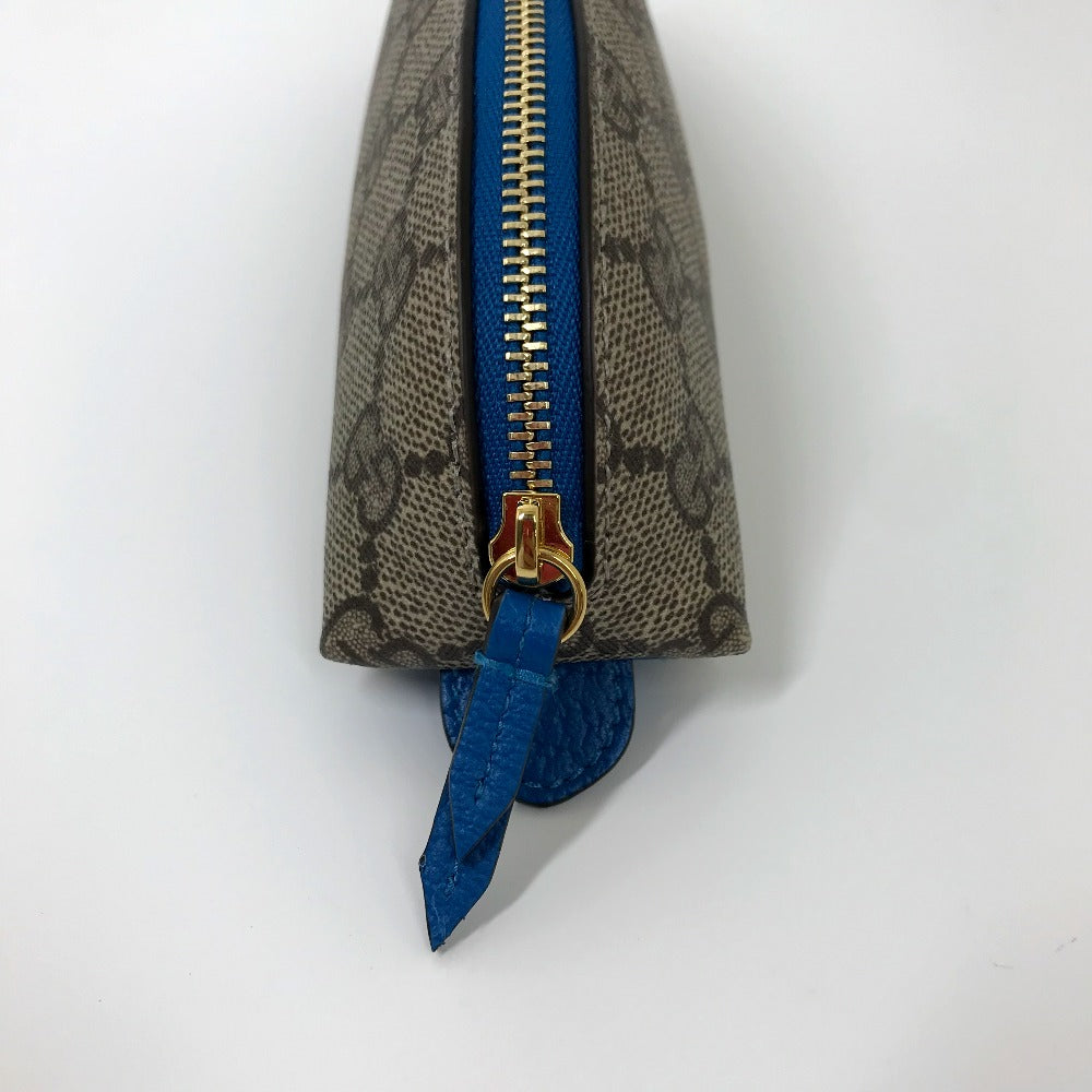 GUCCI pencil case 662129 GG canvas / leather Beige x blue Disney collaboration Donald duck Women Used Authentic