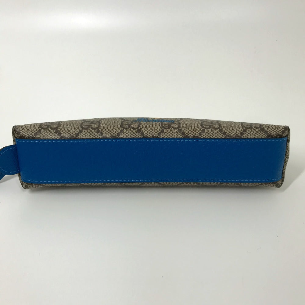 GUCCI pencil case 662129 GG canvas / leather Beige x blue Disney collaboration Donald duck Women Used Authentic