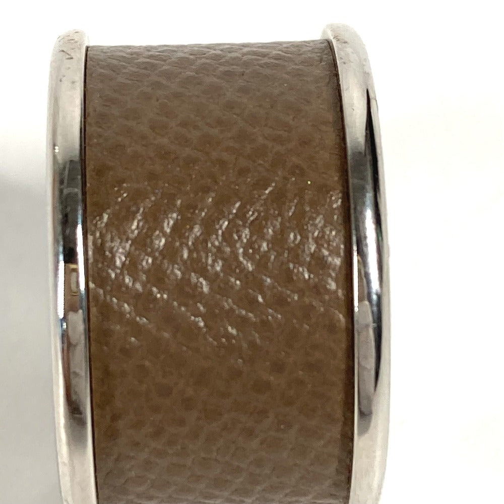 HERMES Ring leather gray Olympe Women XS Used Authentic