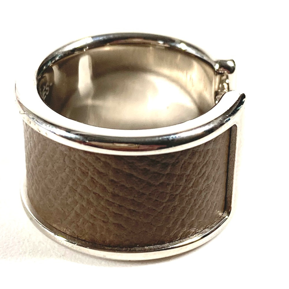 HERMES Ring leather gray Olympe Women XS Used Authentic