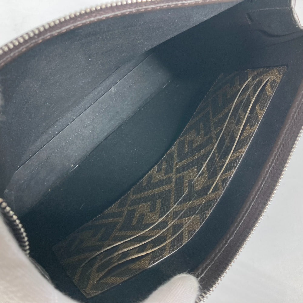 FENDI Clutch bag 7VA564 Leather / canvas Brown Zucca logo mens Used Authentic