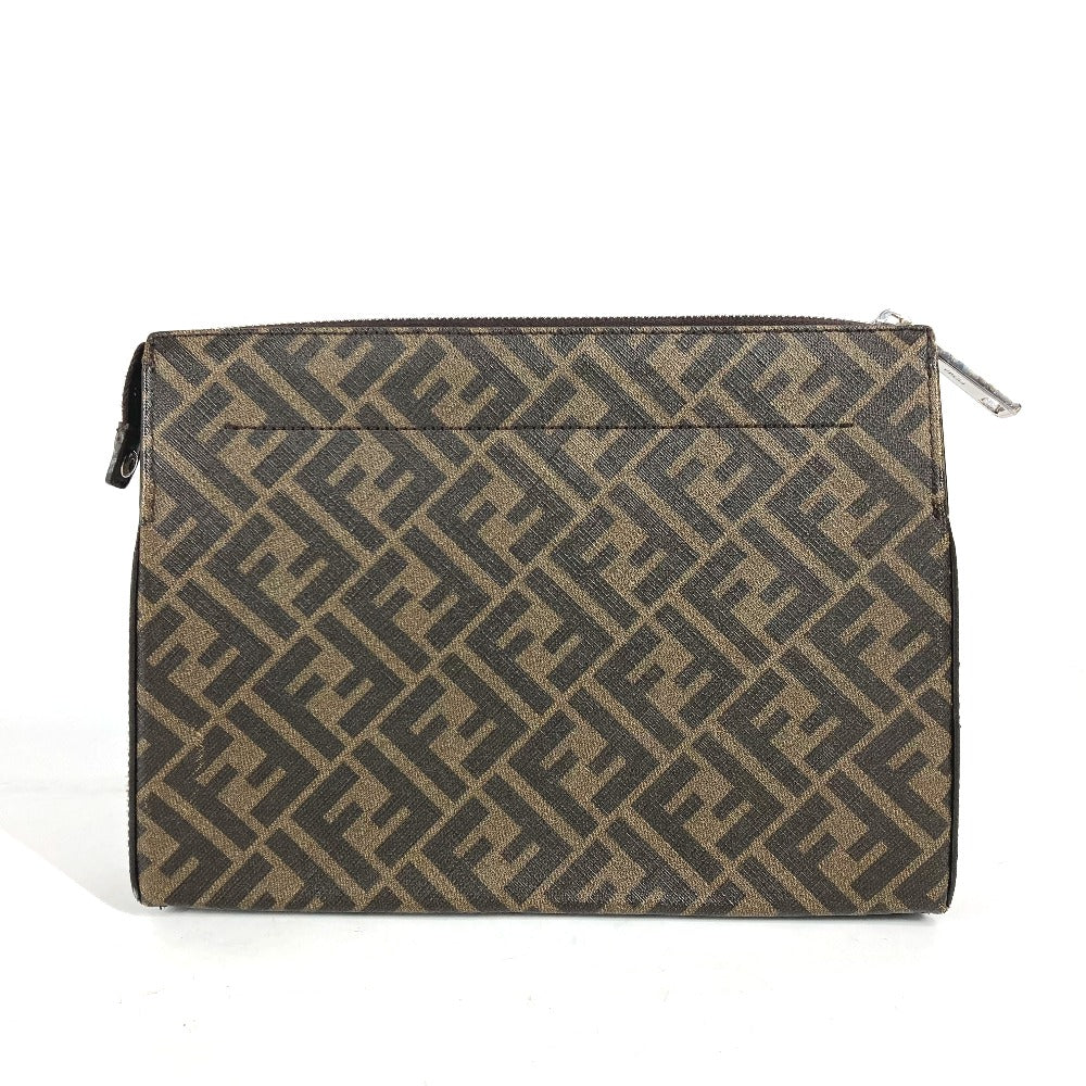 FENDI Clutch bag 7VA564 Leather / canvas Brown Zucca logo mens Used Authentic