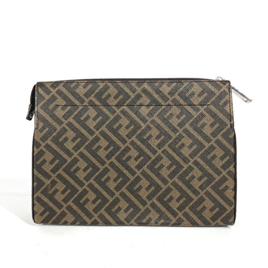 FENDI Clutch bag 7VA564 Leather / canvas Brown Zucca logo mens Used Authentic
