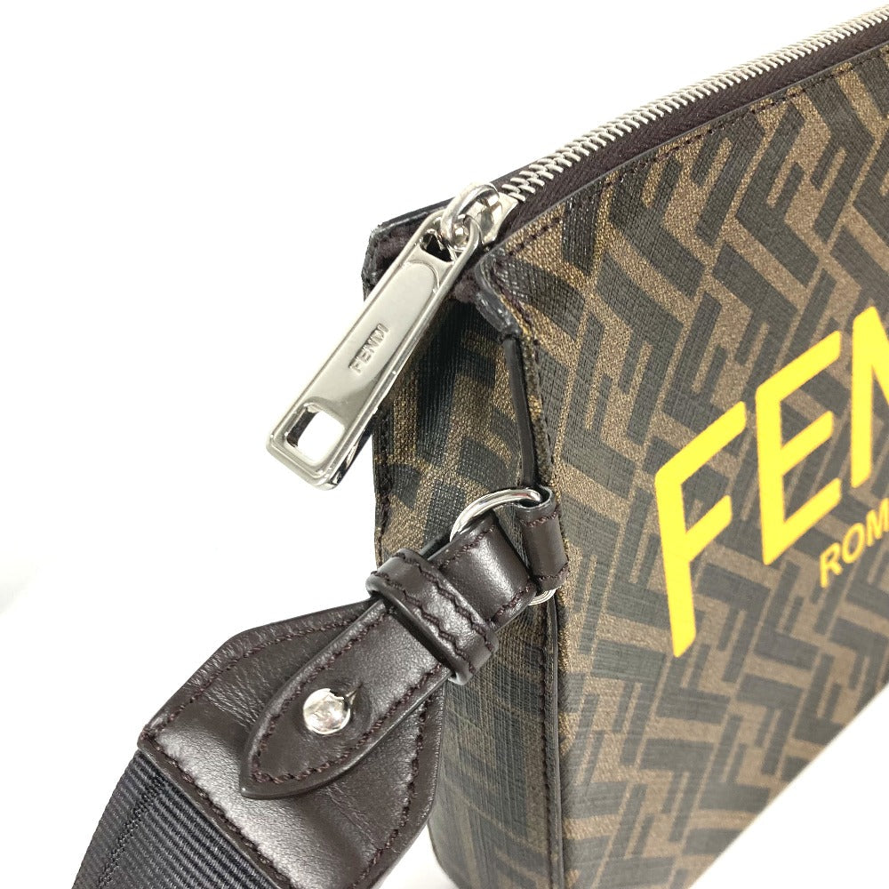 FENDI Clutch bag 7VA564 Leather / canvas Brown Zucca logo mens Used Authentic