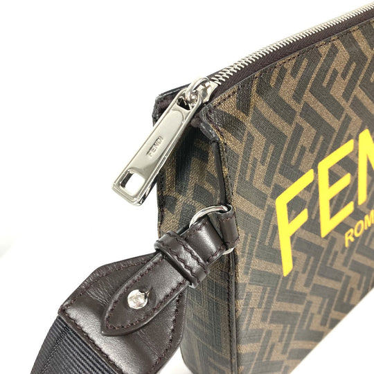 FENDI Clutch bag 7VA564 Leather / canvas Brown Zucca logo mens Used Authentic