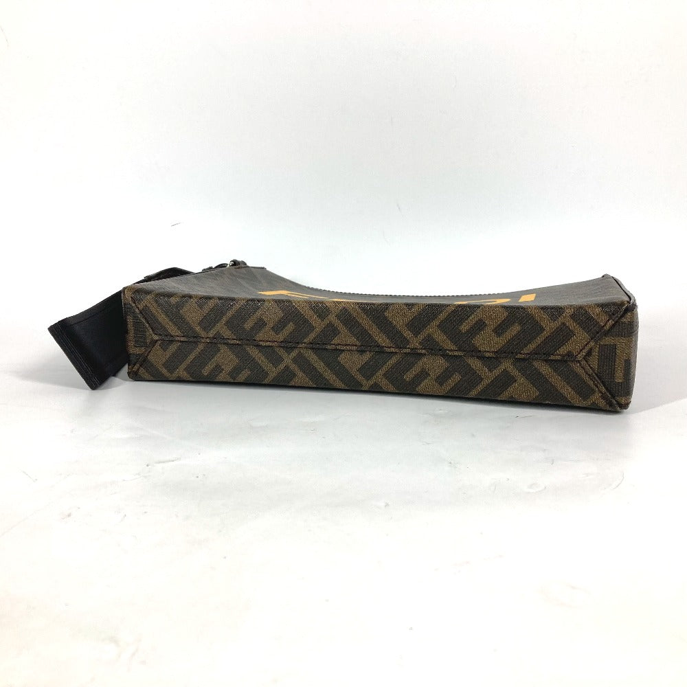 FENDI Clutch bag 7VA564 Leather / canvas Brown Zucca logo mens Used Authentic