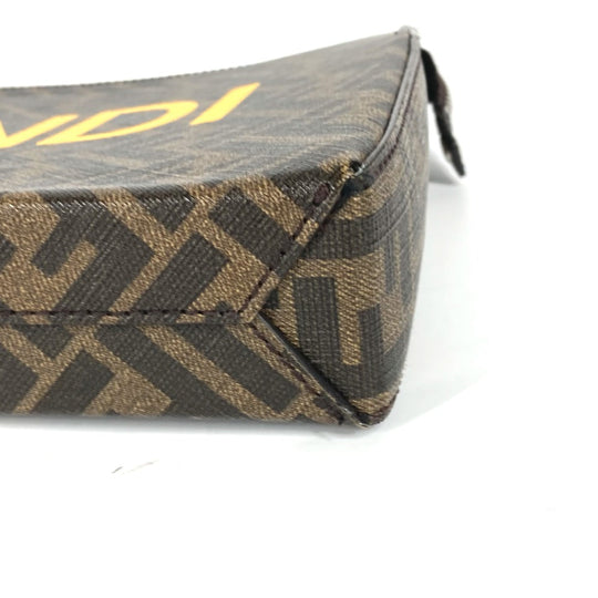 FENDI Clutch bag 7VA564 Leather / canvas Brown Zucca logo mens Used Authentic
