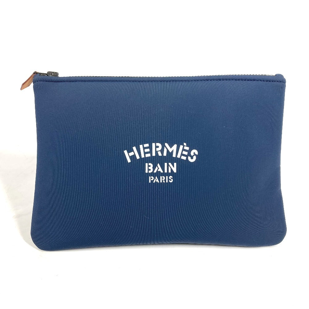 HERMES Pouch polyamide Navy Flat pouch Neoban Pouch MM Women Used Authentic