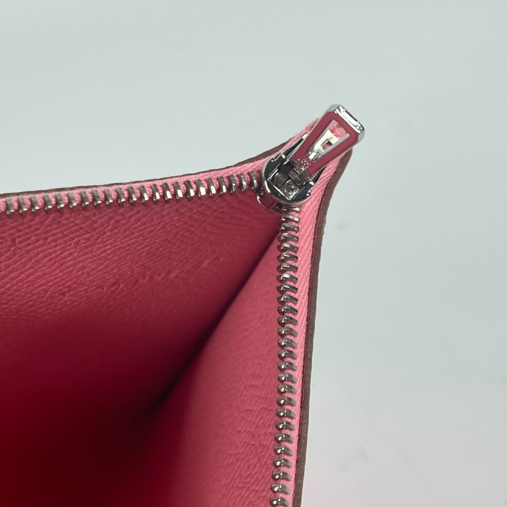 HERMES Clutch bag Epsom Brown x pink With porch Calvi GM unisex(Unisex) Used Authentic