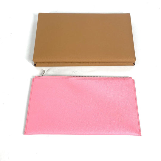 HERMES Clutch bag Epsom Brown x pink With porch Calvi GM unisex(Unisex) Used Authentic