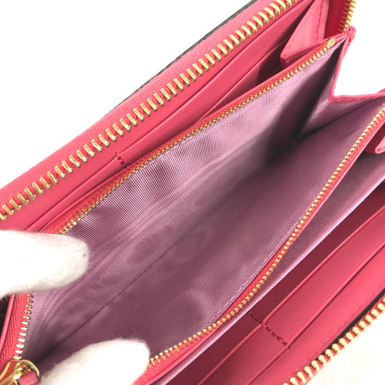 GUCCI Long Wallet Purse 723784 leather pink GG Marmont GG Matelasse Zip Around Wallet Women Used Authentic