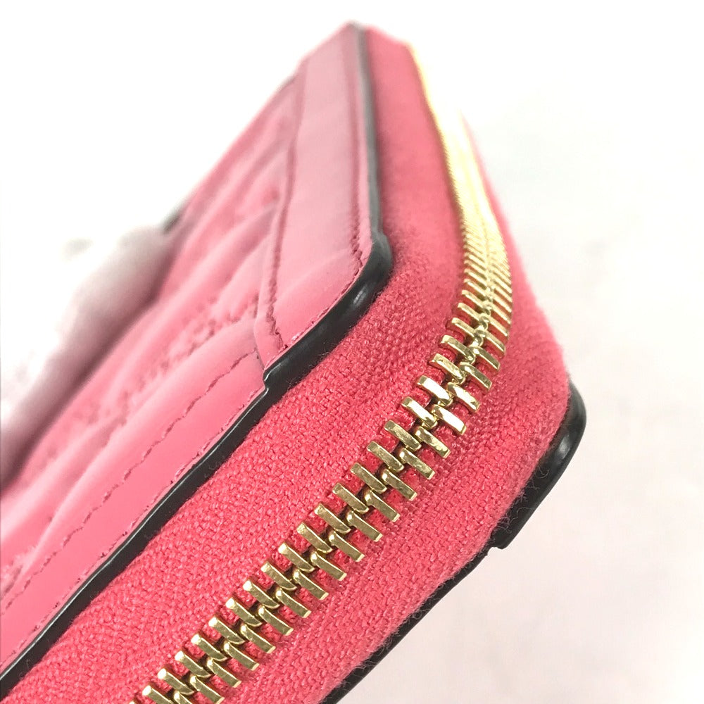 GUCCI Long Wallet Purse 723784 leather pink GG Marmont GG Matelasse Zip Around Wallet Women Used Authentic