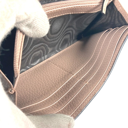 GUCCI Long Wallet Purse 456116 GG Supreme Canvas pink beige GG Supreme Double G Leather Continental Wallet Women Used Authentic