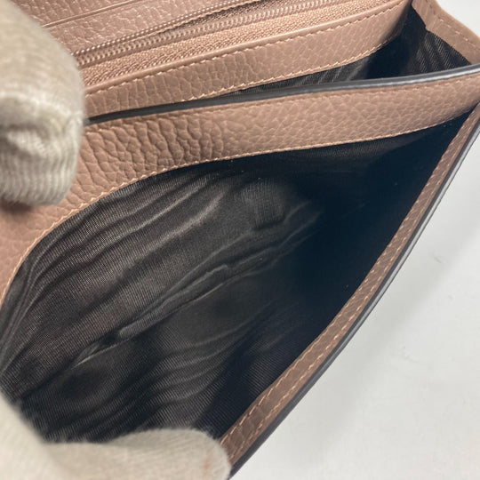 GUCCI Long Wallet Purse 456116 GG Supreme Canvas pink beige GG Supreme Double G Leather Continental Wallet Women Used Authentic