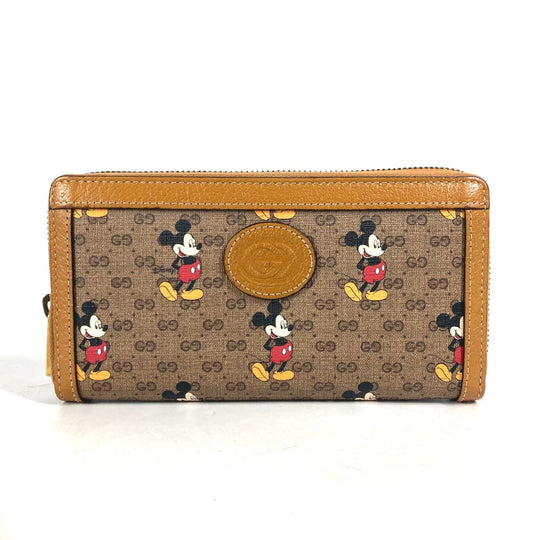 GUCCI Long Wallet Purse 602532 GG Supreme Canvas Beige x brown Mini GG Supreme DISNEY Disney collaboration Mickey Mouse Women Used Authentic