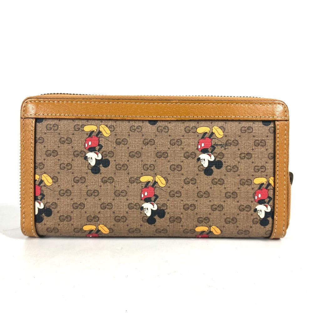GUCCI Long Wallet Purse 602532 GG Supreme Canvas Beige x brown Mini GG Supreme DISNEY Disney collaboration Mickey Mouse Women Used Authentic