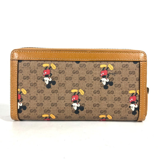 GUCCI Long Wallet Purse 602532 GG Supreme Canvas Beige x brown Mini GG Supreme DISNEY Disney collaboration Mickey Mouse Women Used Authentic
