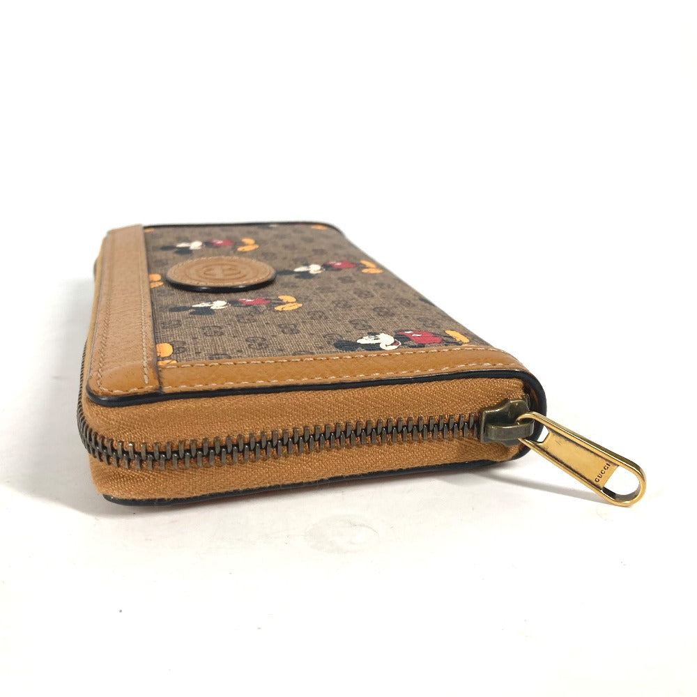 GUCCI Long Wallet Purse 602532 GG Supreme Canvas Beige x brown Mini GG Supreme DISNEY Disney collaboration Mickey Mouse Women Used Authentic