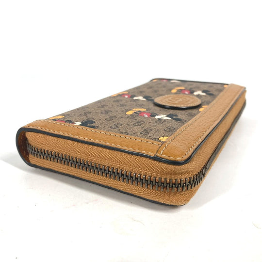 GUCCI Long Wallet Purse 602532 GG Supreme Canvas Beige x brown Mini GG Supreme DISNEY Disney collaboration Mickey Mouse Women Used Authentic