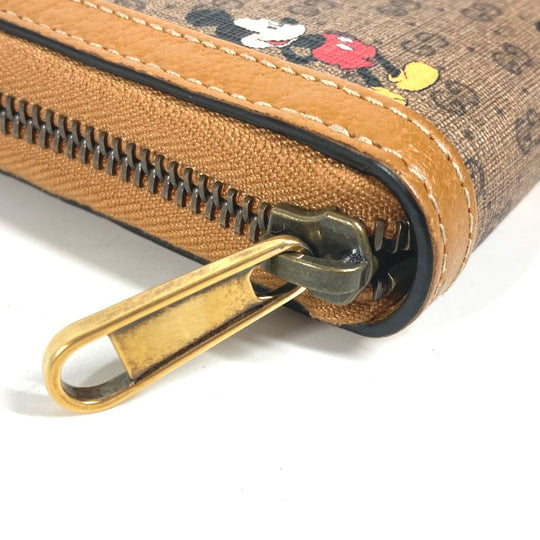 GUCCI Long Wallet Purse 602532 GG Supreme Canvas Beige x brown Mini GG Supreme DISNEY Disney collaboration Mickey Mouse Women Used Authentic