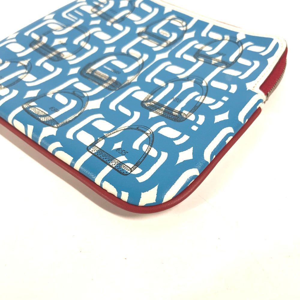 HERMES Pouch leather pink Carre pocket Women Used Authentic