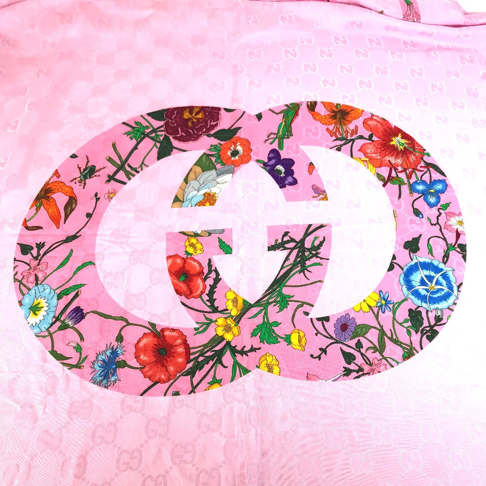 GUCCI shawl 663676  Silk, Rayon pink Floral GG logo Flora Women Used Authentic