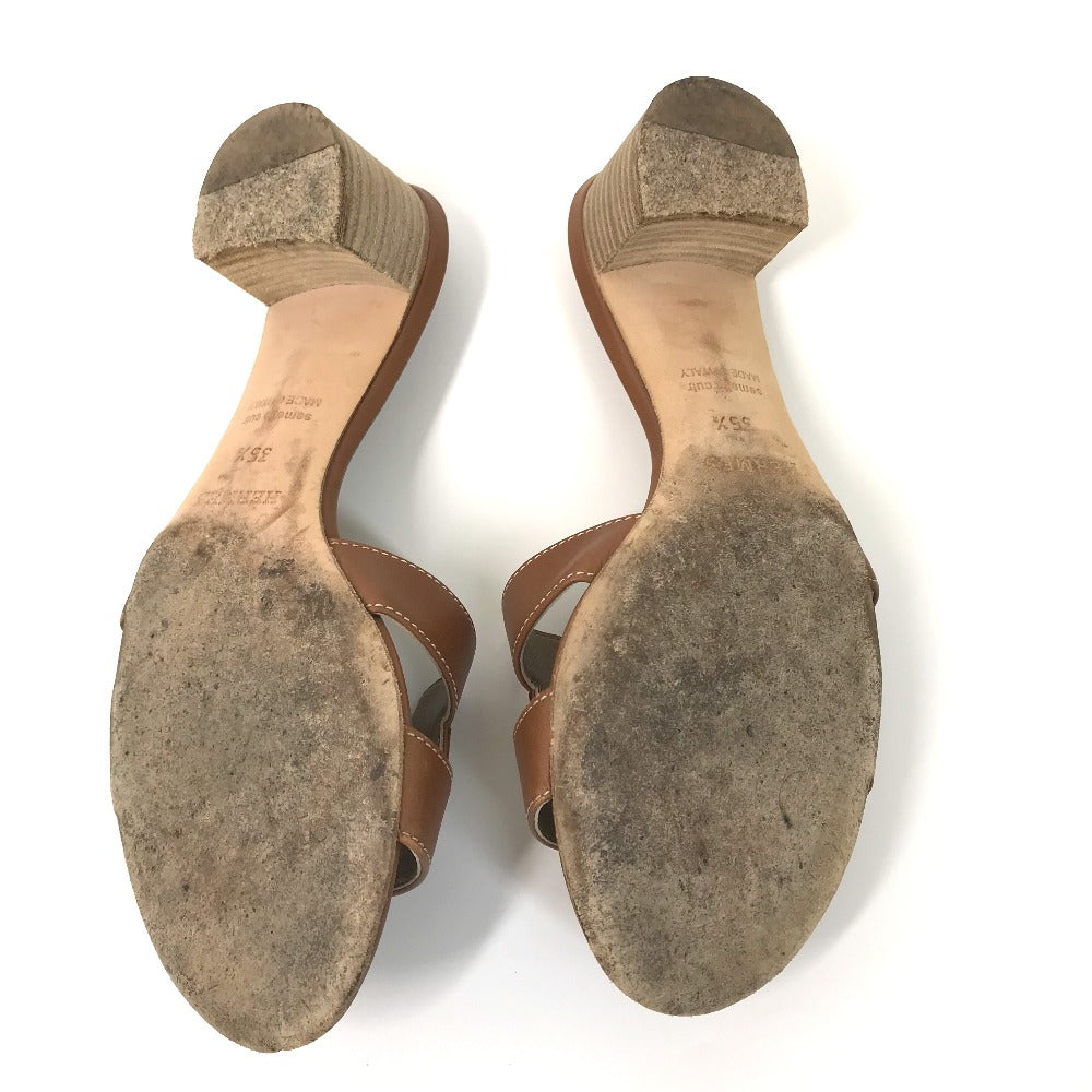 HERMES Sandals leather Brown H logo Oasis Oasis Women 35.5 Used Authentic