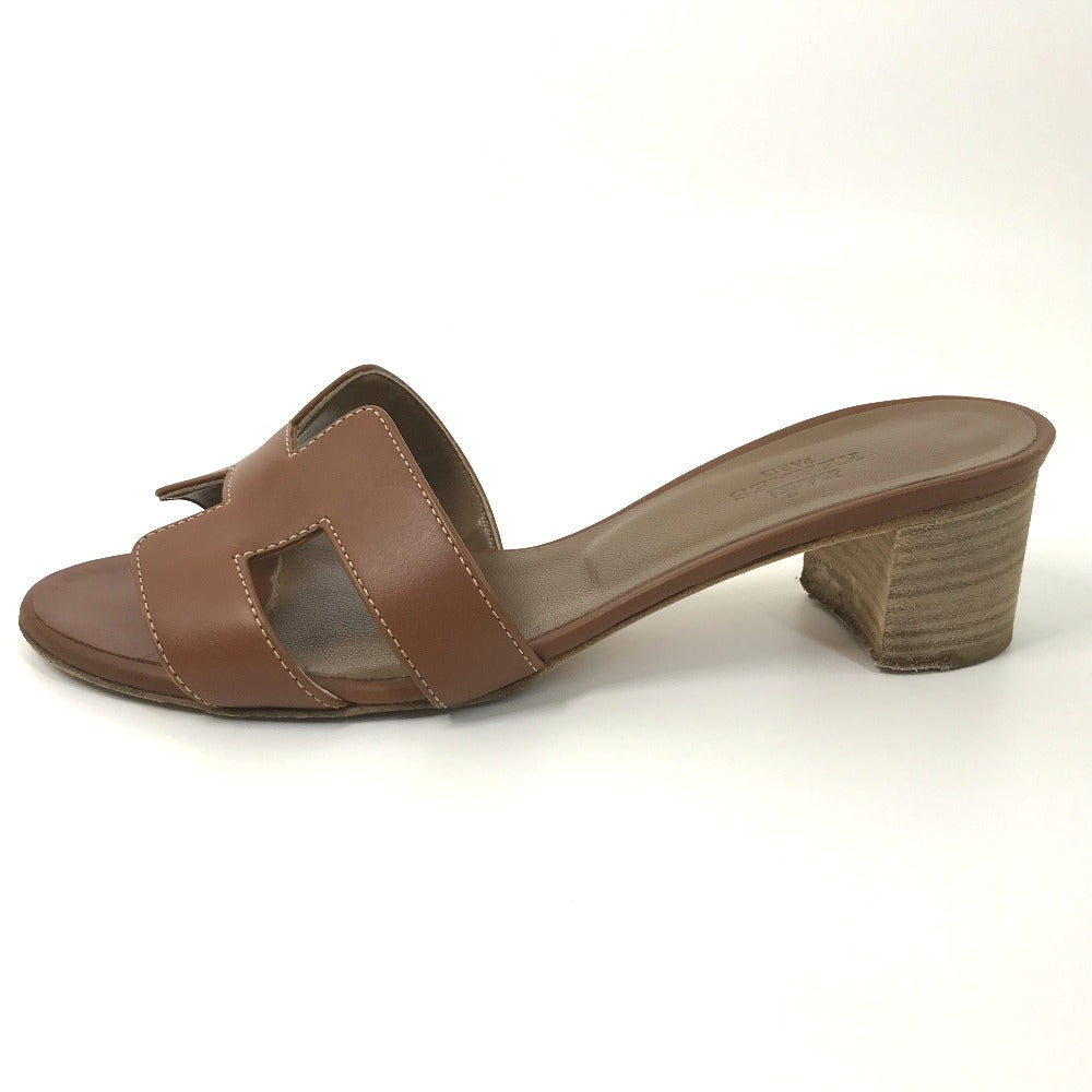 HERMES Sandals leather Brown H logo Oasis Oasis Women 35.5 Used Authentic