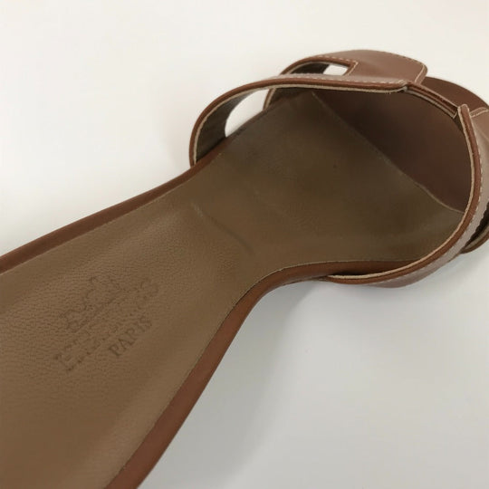 HERMES Sandals leather Brown H logo Oasis Oasis Women 35.5 Used Authentic