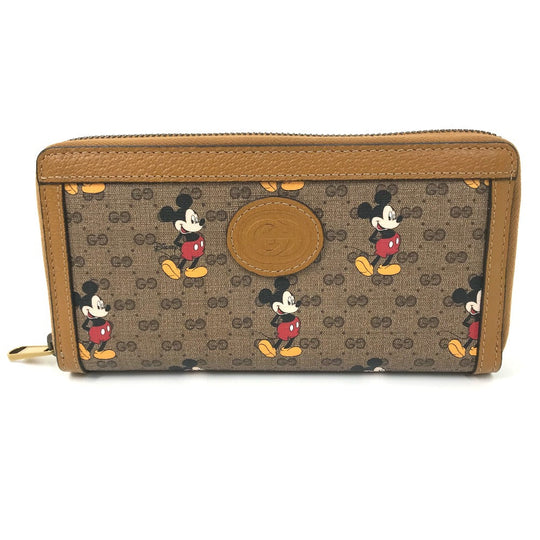 GUCCI Long Wallet Purse 602532 GG Supreme Canvas Beige x brown Mini GG Supreme DISNEY Collaboration Mickey Mouse Women Used Authentic