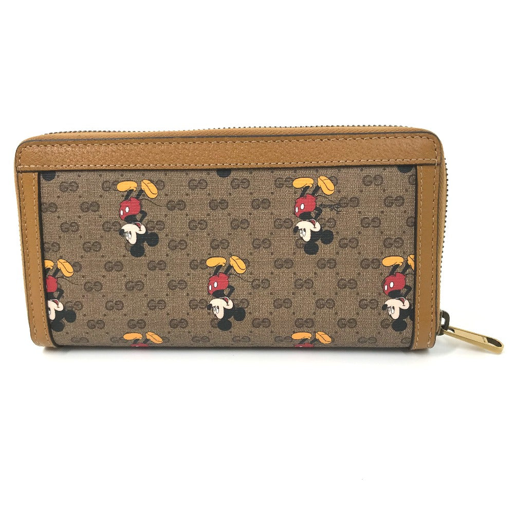 GUCCI Long Wallet Purse 602532 GG Supreme Canvas Beige x brown Mini GG Supreme DISNEY Collaboration Mickey Mouse Women Used Authentic