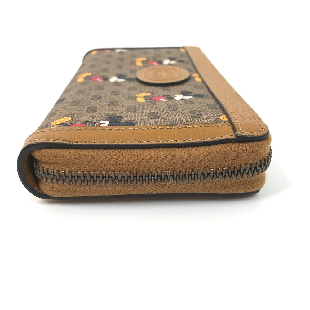 GUCCI Long Wallet Purse 602532 GG Supreme Canvas Beige x brown Mini GG Supreme DISNEY Collaboration Mickey Mouse Women Used Authentic