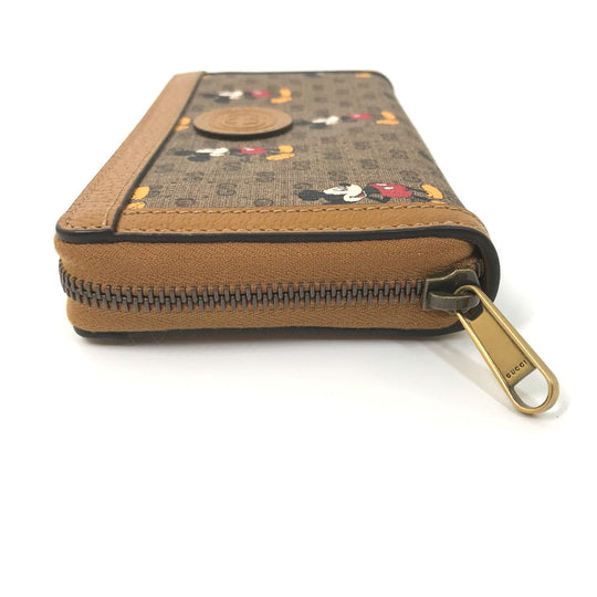 GUCCI Long Wallet Purse 602532 GG Supreme Canvas Beige x brown Mini GG Supreme DISNEY Collaboration Mickey Mouse Women Used Authentic