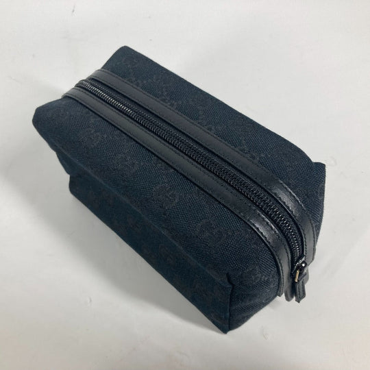 GUCCI Pouch 039.1117 GG canvas black GG Women Used Authentic