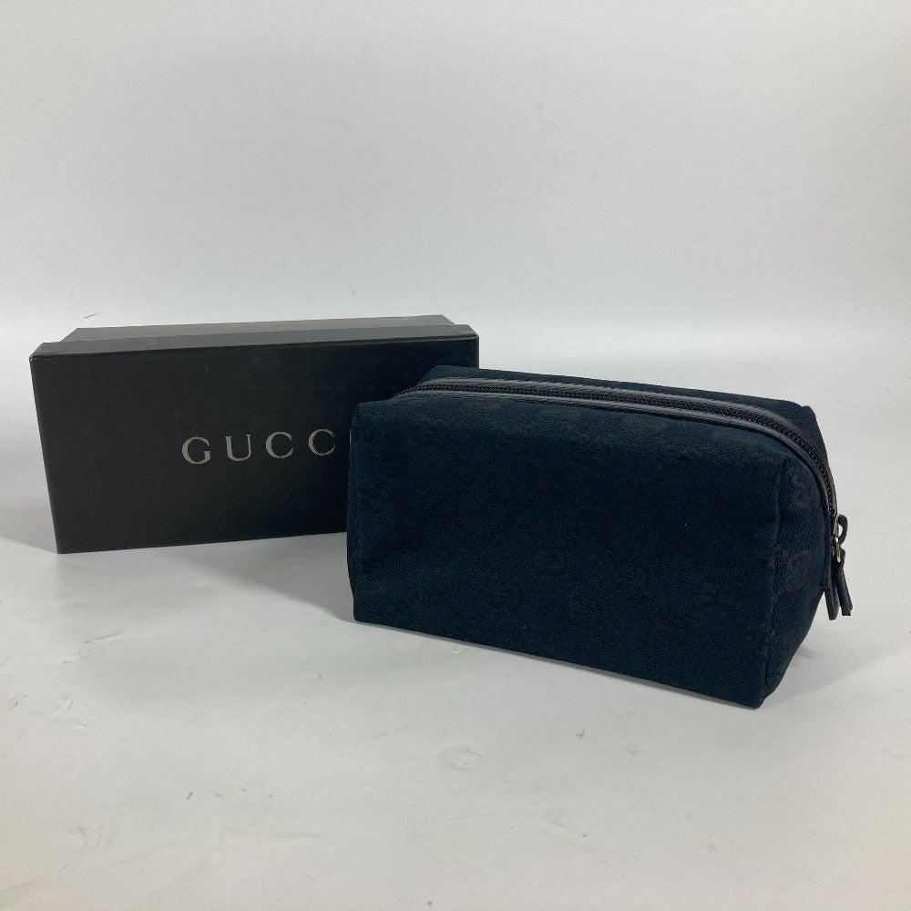 GUCCI Pouch 039.1117 GG canvas black GG Women Used Authentic