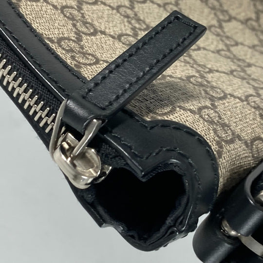 GUCCI Shoulder Bag 387111 GG Supreme Canvas Beige x black GG Supreme Shelly Line Web Line unisex(Unisex) Used Authentic