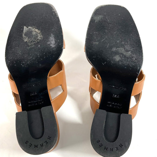 HERMES Sandals leather beige Gabby Women 36.5 Used Authentic