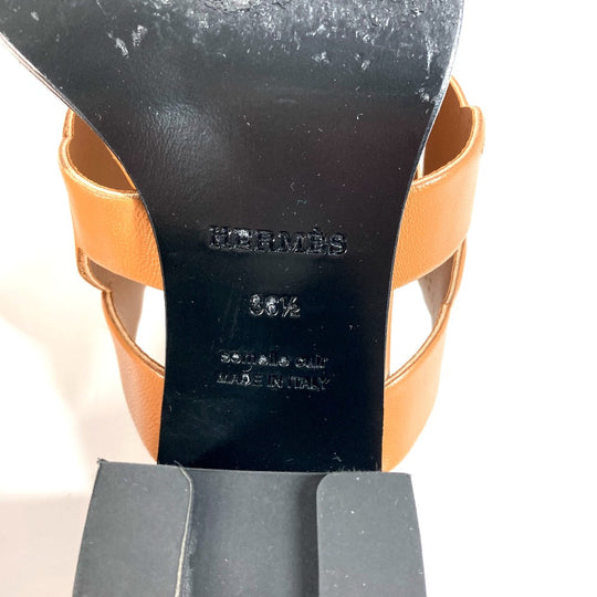 HERMES Sandals leather beige Gabby Women 36.5 Used Authentic