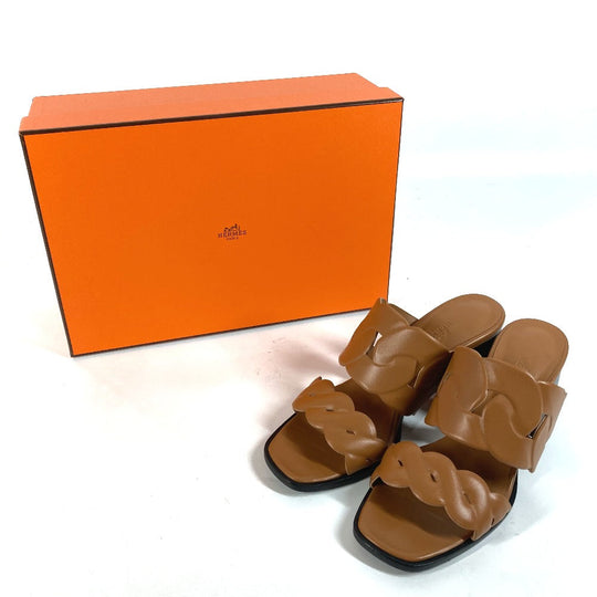HERMES Sandals leather beige Gabby Women 36.5 Used Authentic
