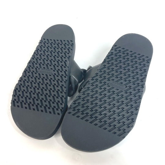 HERMES Sandals leather black Flat sandals extra Women 37 Used Authentic