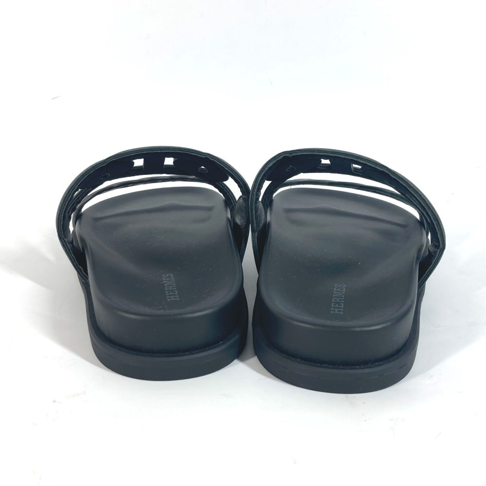 HERMES Sandals leather black Flat sandals extra Women 37 Used Authentic